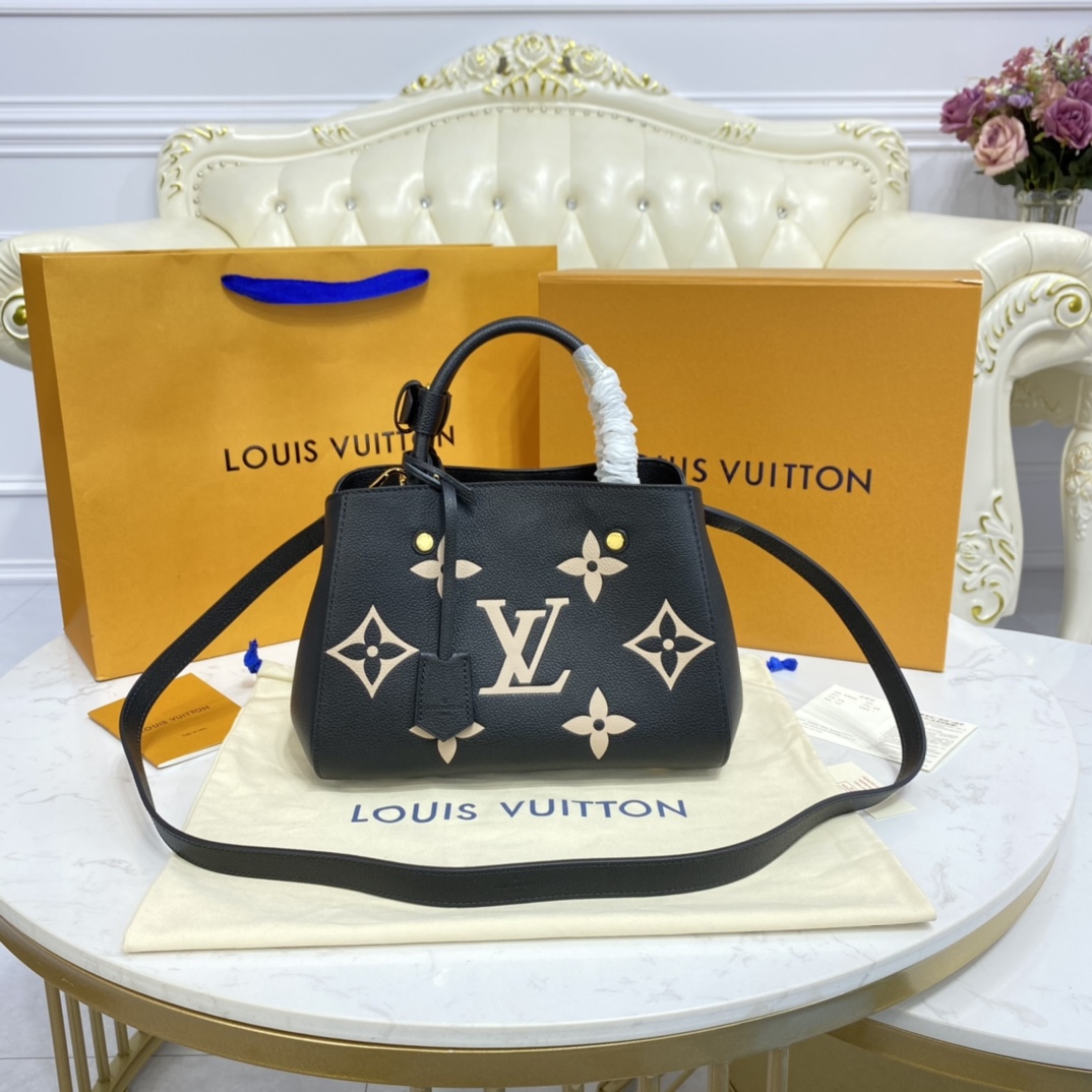 Louis Vuitton MONTAIGNE BB Handbag Monogram Empreinte M45778 Black/Beige 